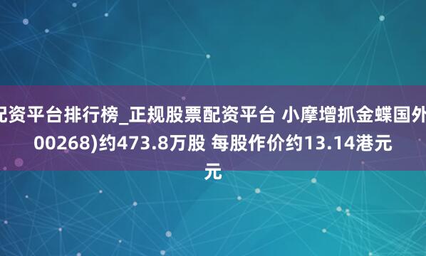 配资平台排行榜_正规股票配资平台 小摩增抓金蝶国外(00268)约473.8万股 每股作价约13.14港元