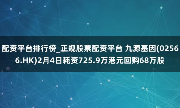 配资平台排行榜_正规股票配资平台 九源基因(02566.HK)2月4日耗资725.9万港元回购68万股